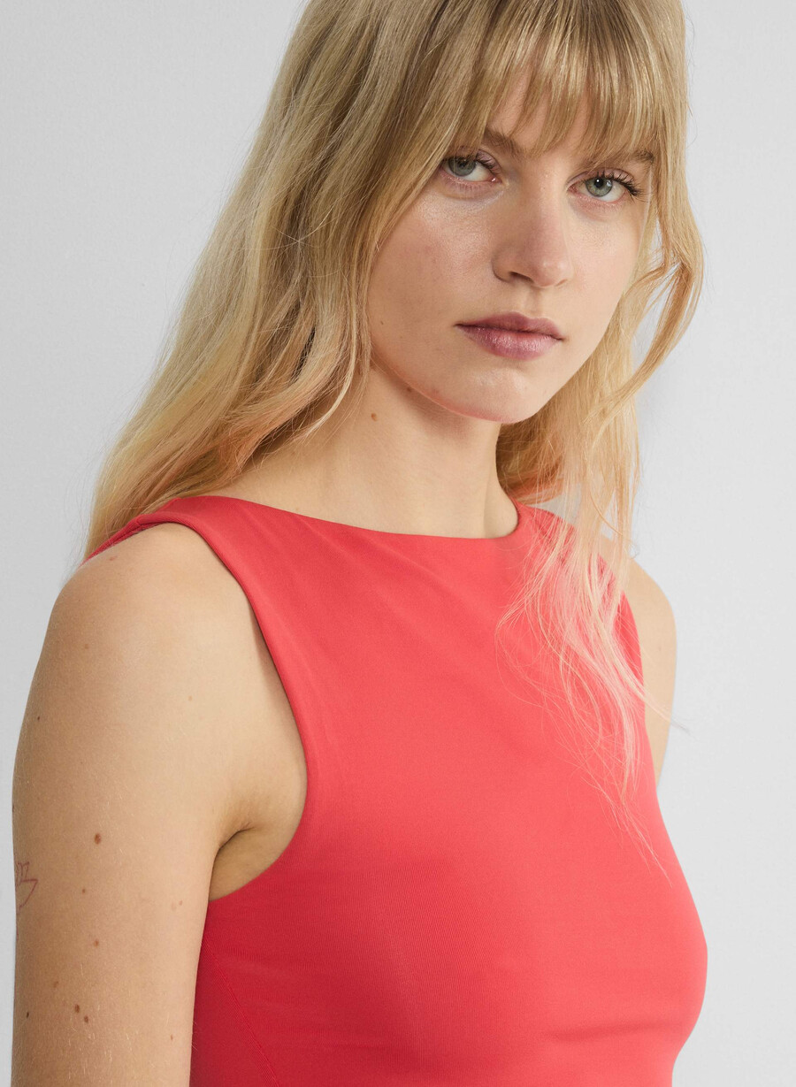 segment poplin klänning ljusvit
