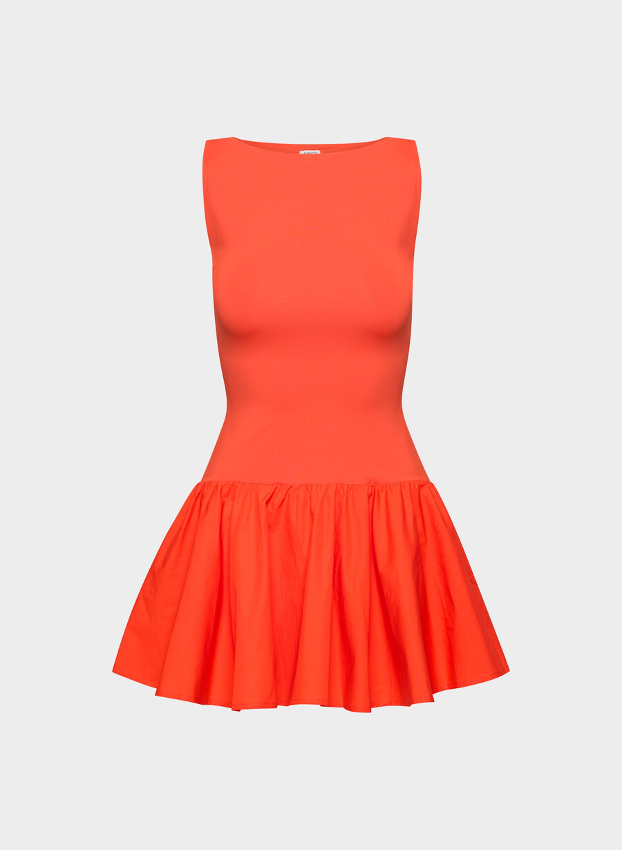 segment poplin klänning poppyrÖd