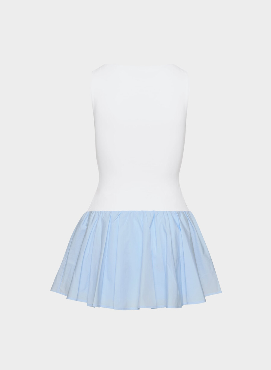 segment poplin klänning skyline blÅ brt vit