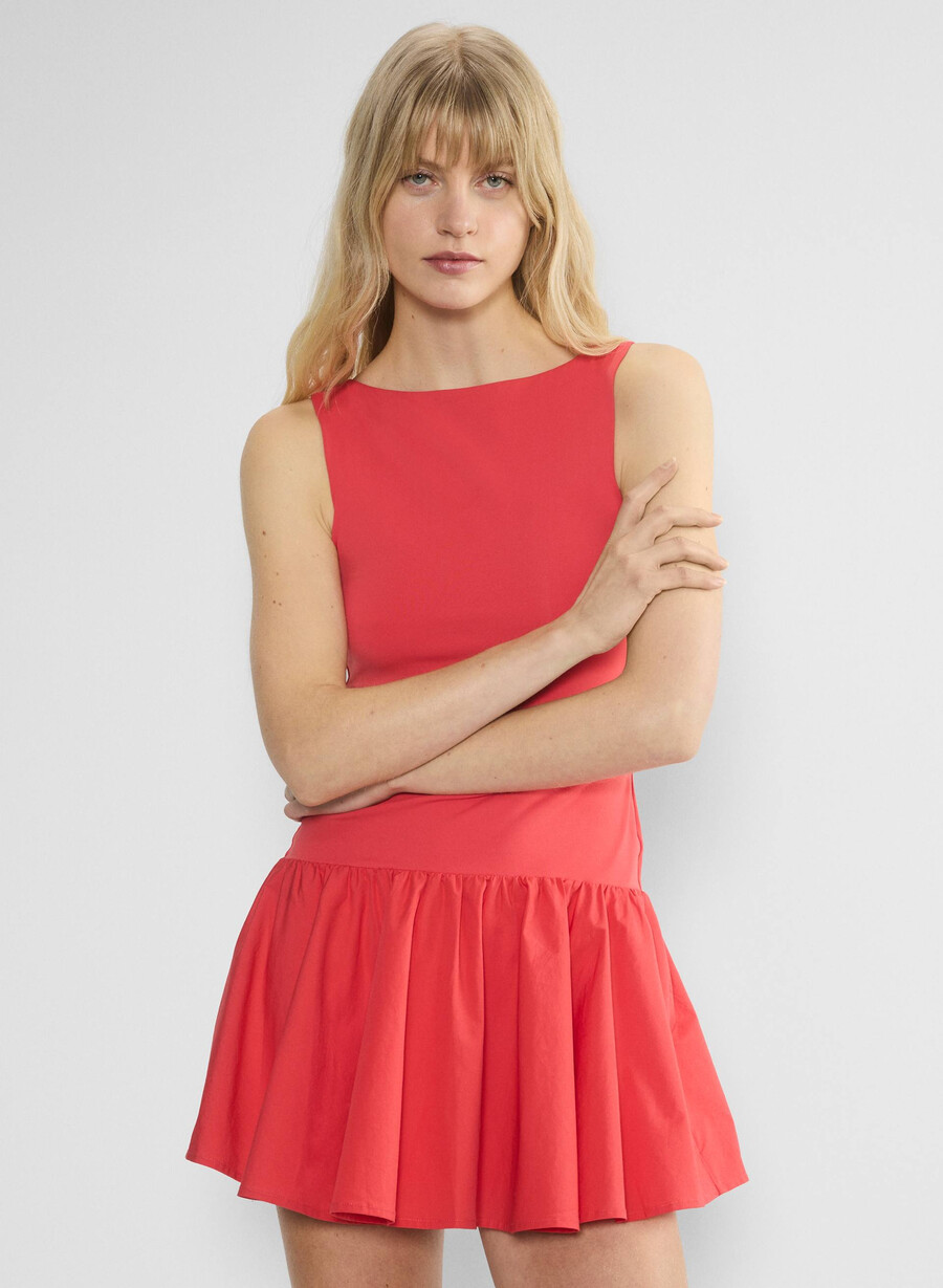 segment poplin klänning skyline blÅ brt vit
