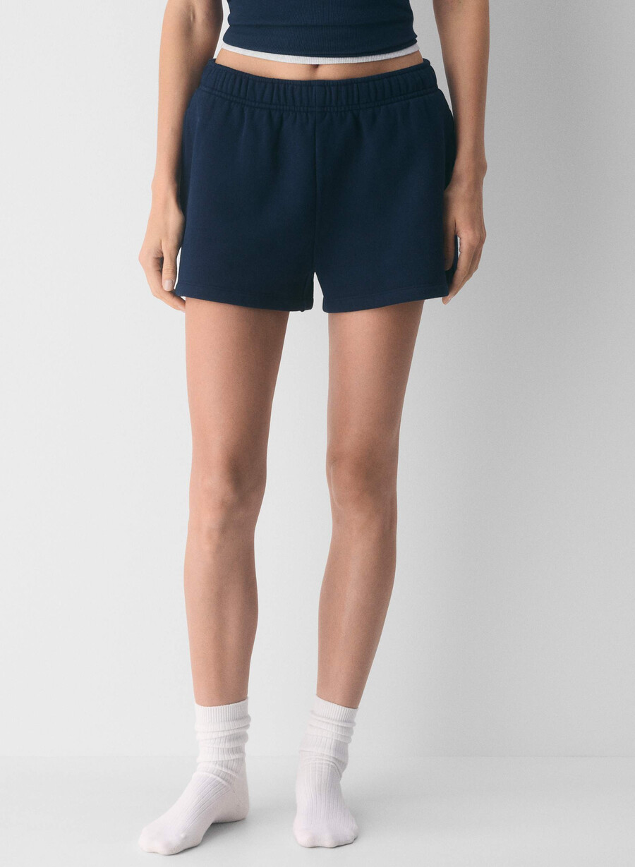 mysiga fleece-shorts med hög midja admiral