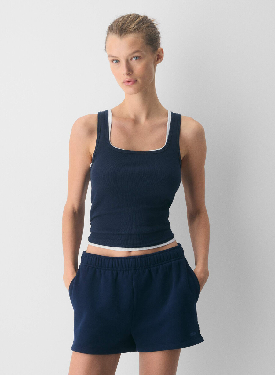 mysiga fleece-shorts med hög midja admiral