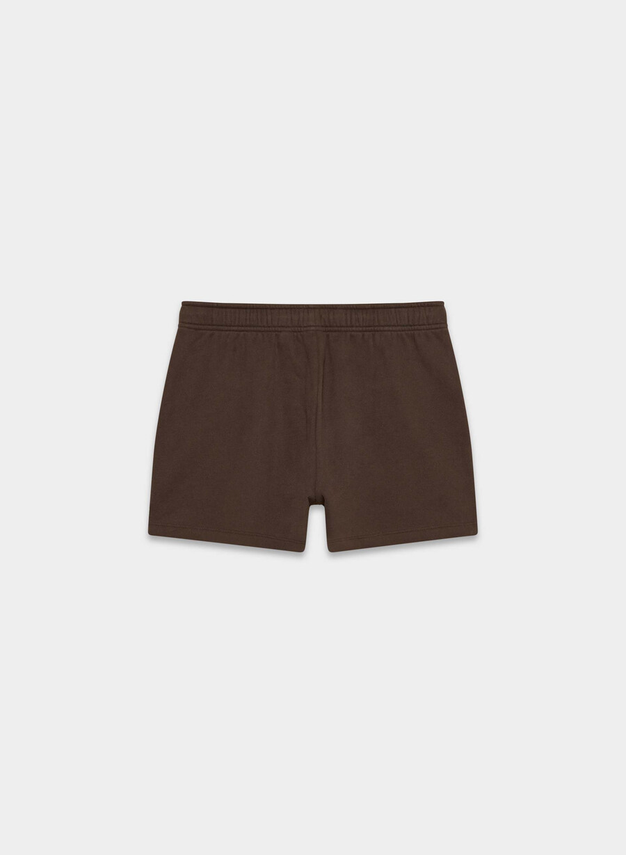 mysiga fleece-shorts i hög midja i mjuk mockabrun