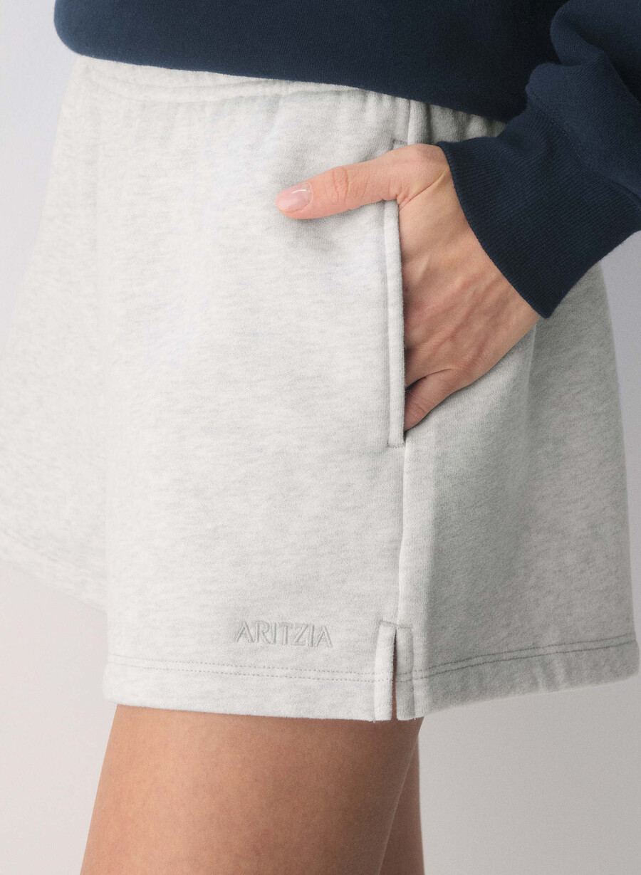 mysiga sweatfleece mega hi-rise mini shorts ljungvita