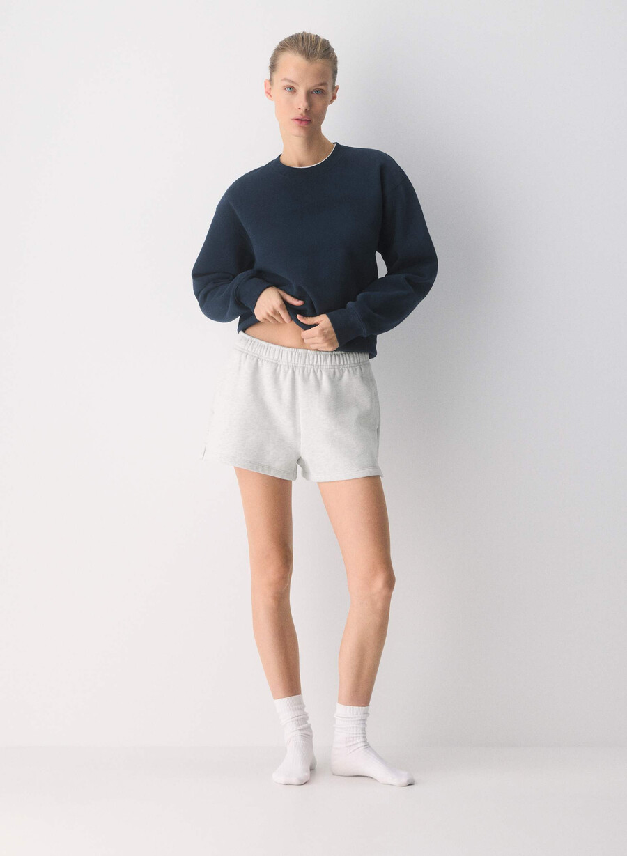 mysiga sweatfleece mega hi-rise mini shorts ljungvita