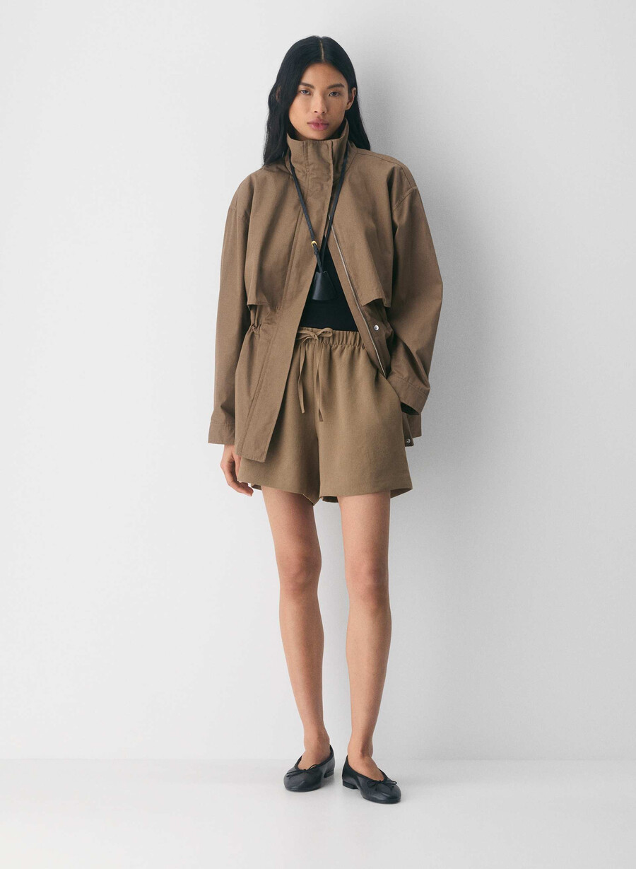 the lodge short mid-thigh - crepette folio brun