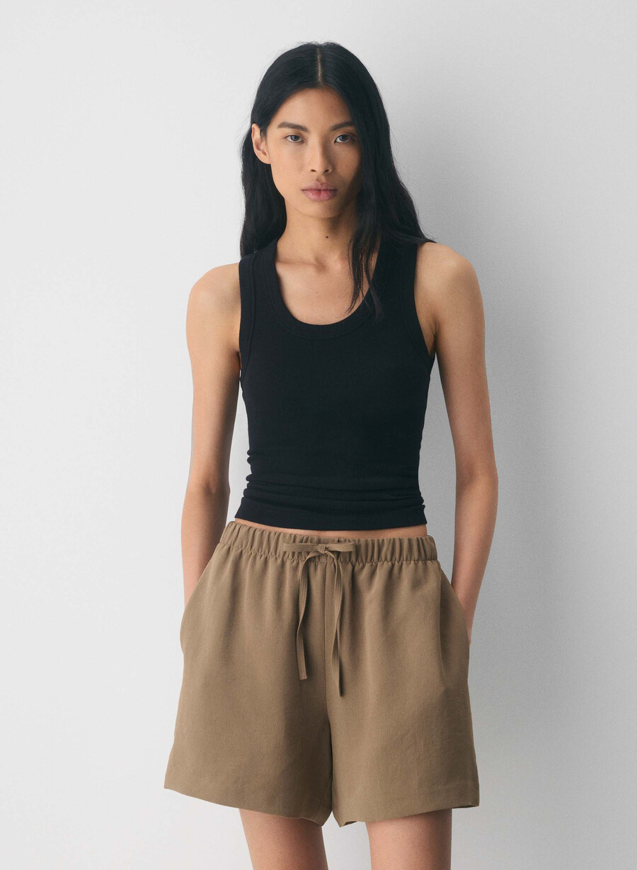 the lodge short mid-thigh - crepette folio brun