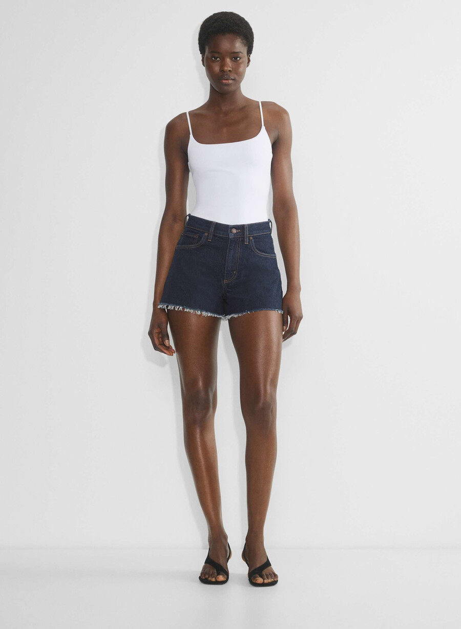 denim forum jodie curve-fit hi-rise mini denimshorts no-stress mÖrkblÅ