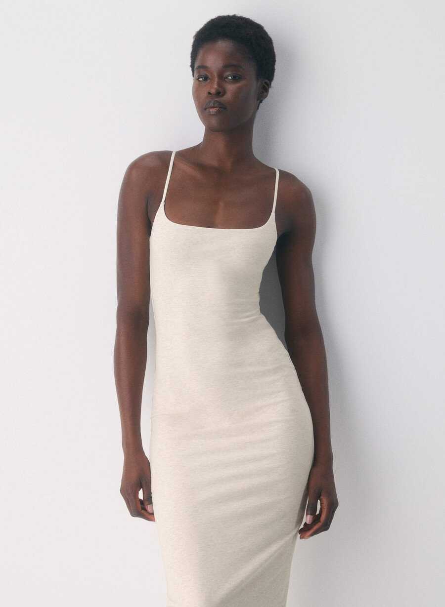 casual contour summon maxi cami klänning heather light oatmea