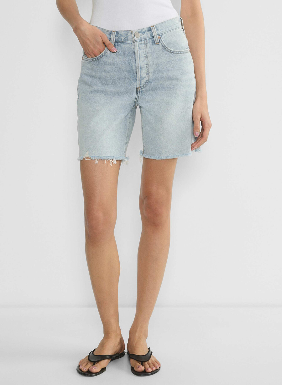 denim forum 90-tals vintage högmidja långa denimshorts 15 år brl thr bleu