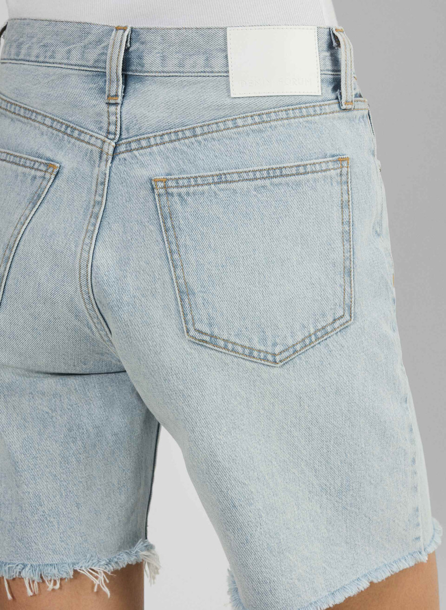 denim forum 90-tals vintage högmidja långa denimshorts 15 år brl thr bleu