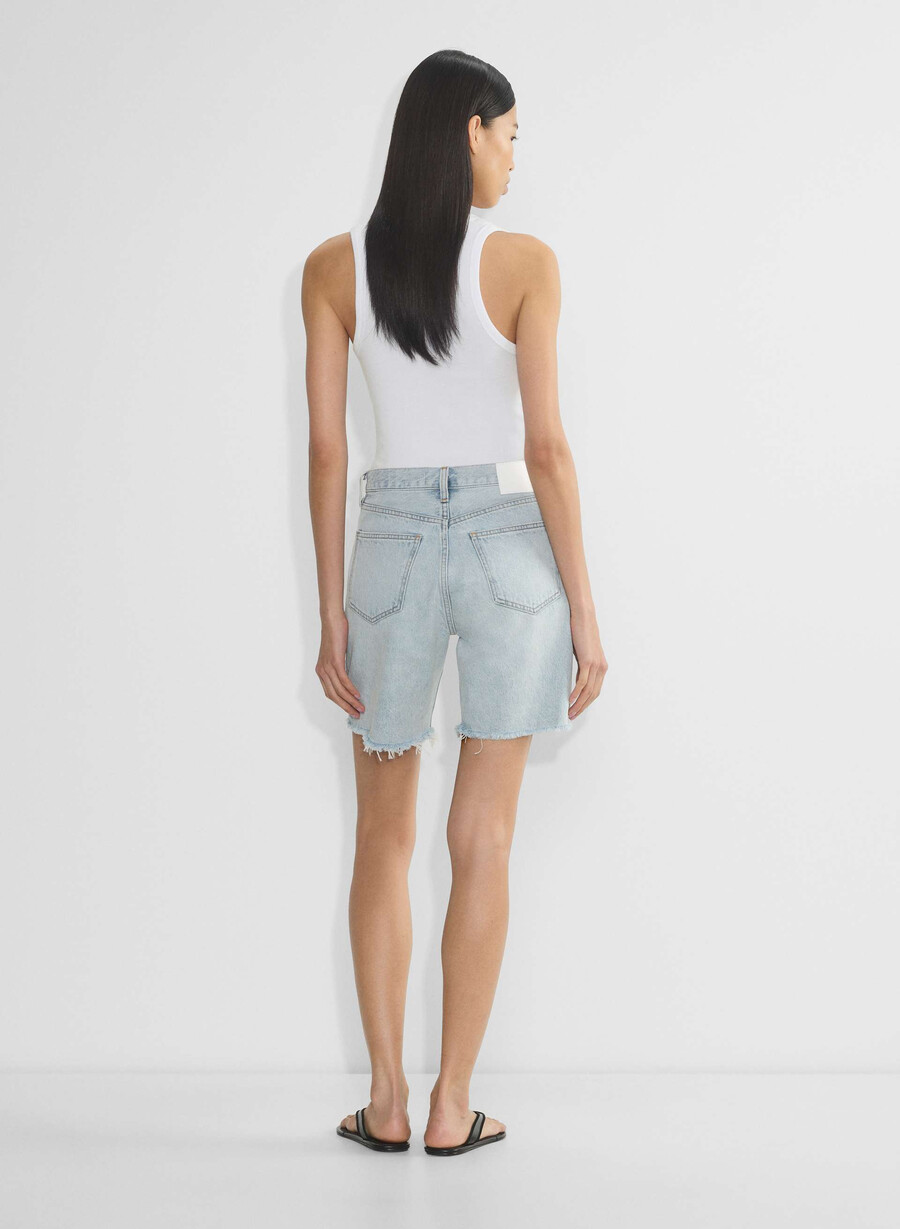 denim forum 90-tals vintage högmidja långa denimshorts 15 år brl thr bleu