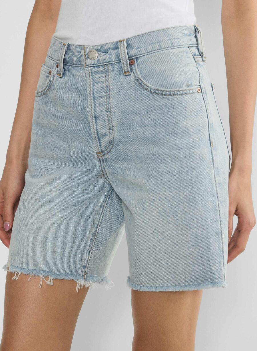 denim forum 90-tals vintage högmidja långa denimshorts 15 år brl thr bleu