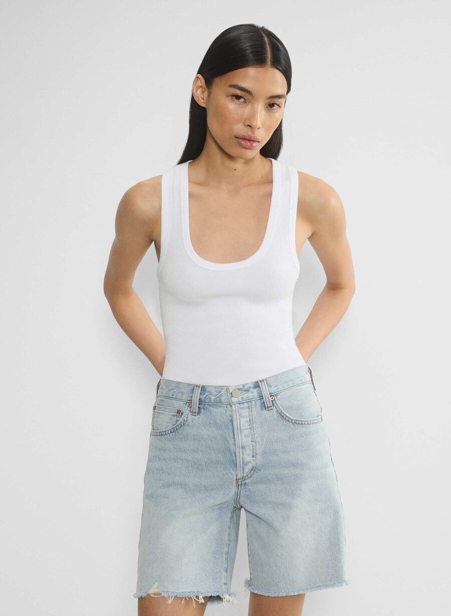 denim forum 90-tals vintage högmidja långa denimshorts 15 år brl thr bleu