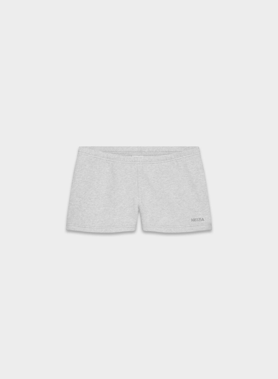 mysiga fleece shorts med låg midja och midja i heather chrome-look