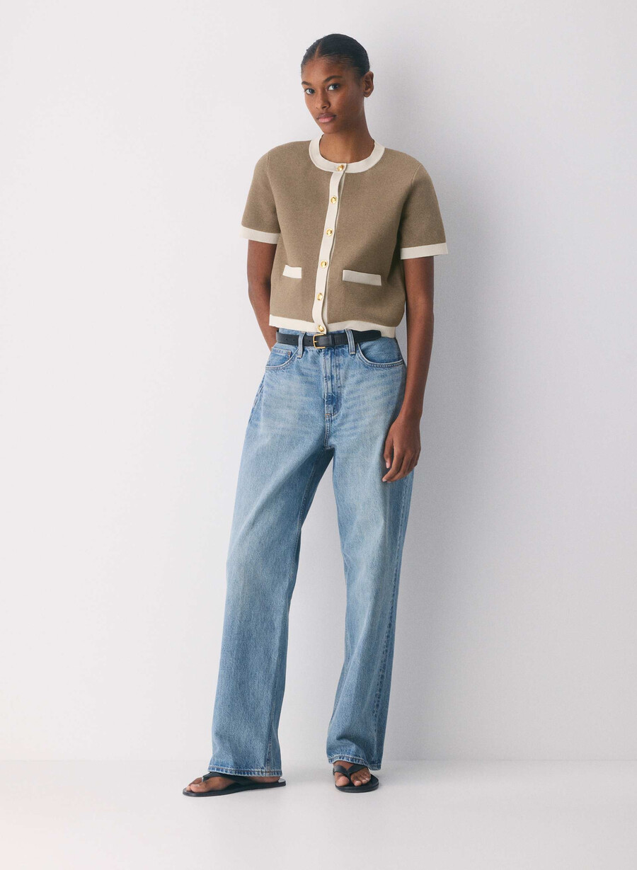 approach shortsleeve cardigan - wonder yarn hthr foli bwnmtte prl