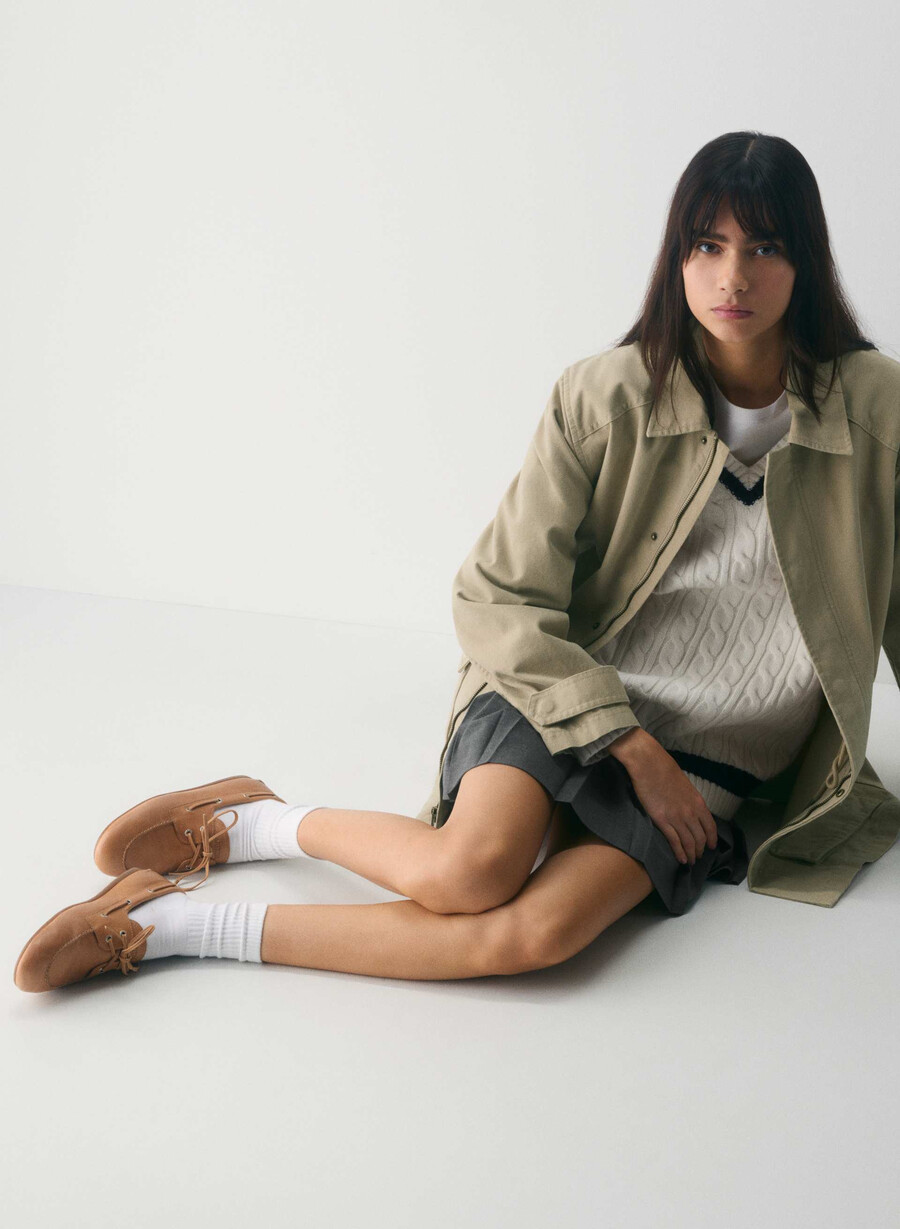 sperry x aritzia slim boat shoe - slät läder sahara sand