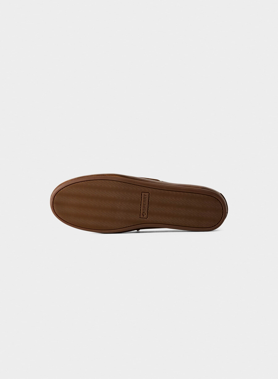 sperry x aritzia slim boat shoe - slät läder distressed choc brown