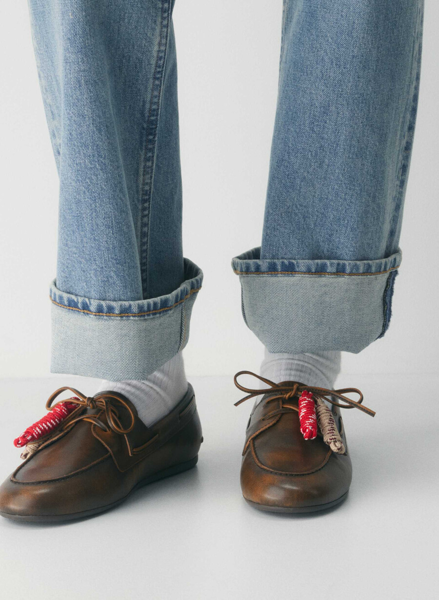 sperry x aritzia slim boat shoe - slät läder distressed rch mc br