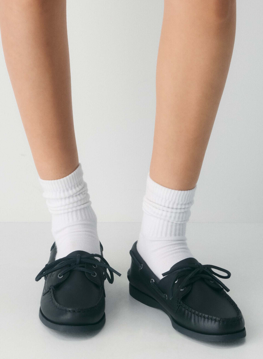sperry x aritzia ao båtsko - slät läder svart