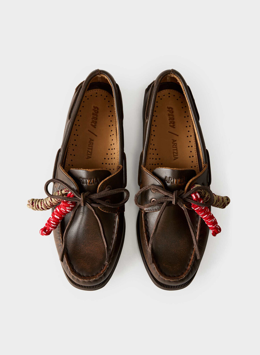 sperry x aritzia ao båtsko - slät läder distressed rch mc brn