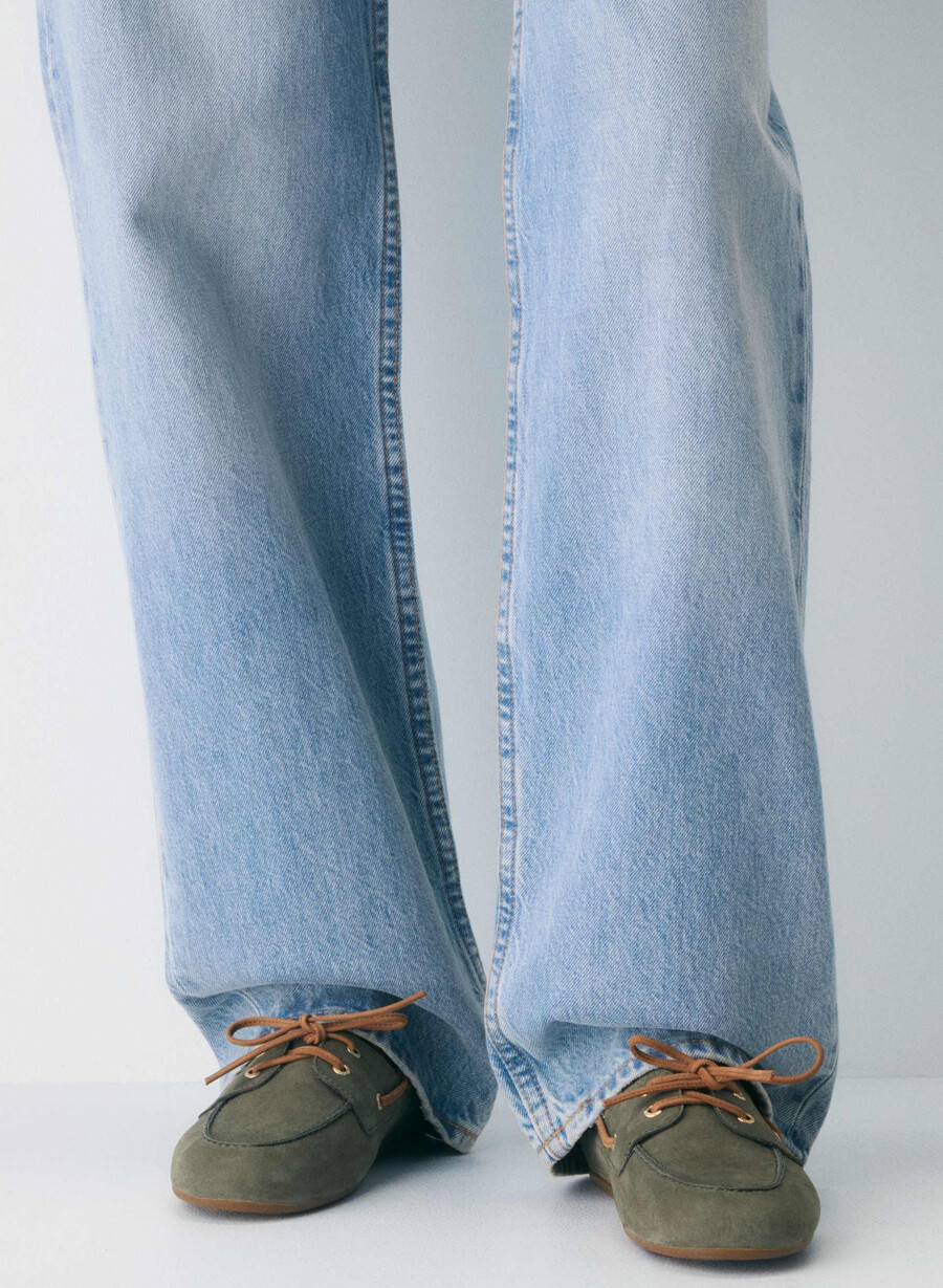 sperry x aritzia slim boat shoe - nubuckläder dk willow green