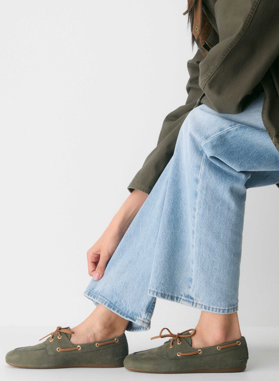 sperry x aritzia slim boat shoe - nubuckläder dk willow green