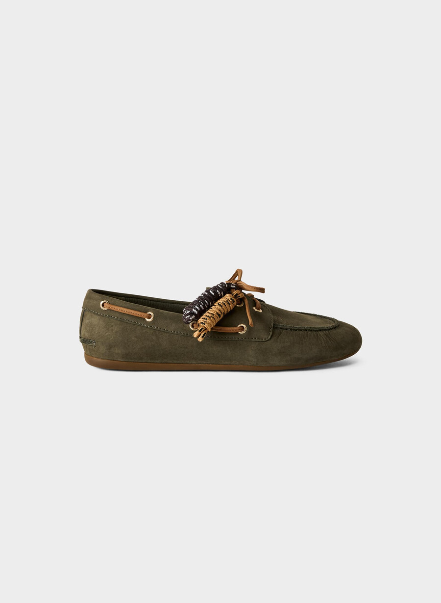 sperry x aritzia slim boat shoe - nubuckläder dk willow green