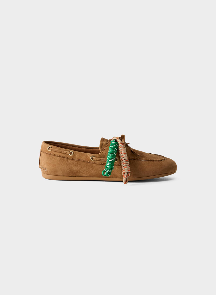 sperry x aritzia slim boat shoe - nubuckläder galley brun