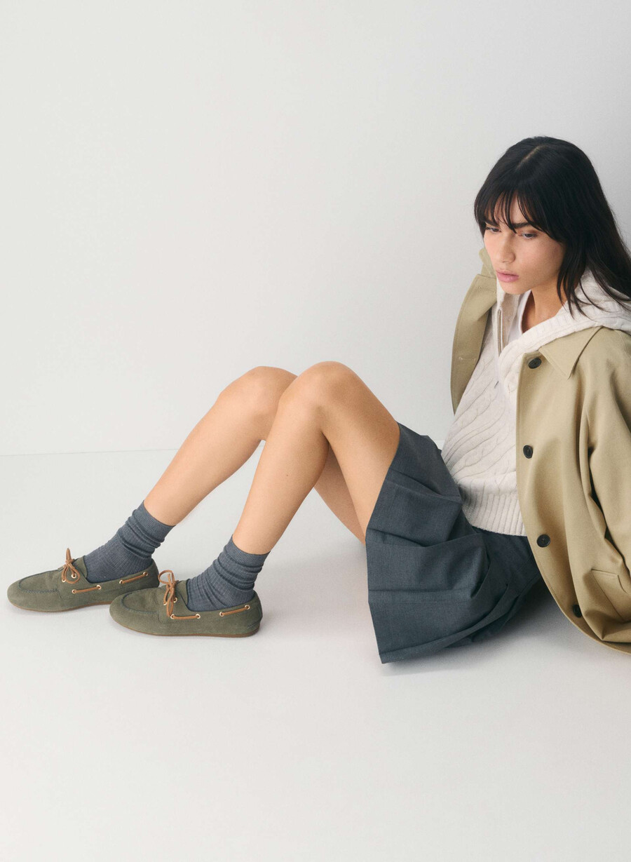 sperry x aritzia slim boat shoe - nubuckläder mainstay beige
