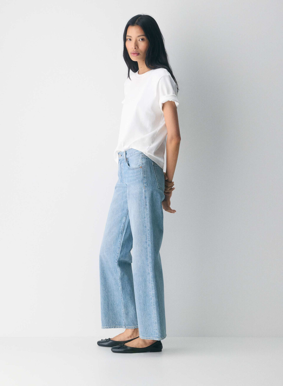 denim forum farrah lo-rise wide jeans 7 yrs bleu taboo