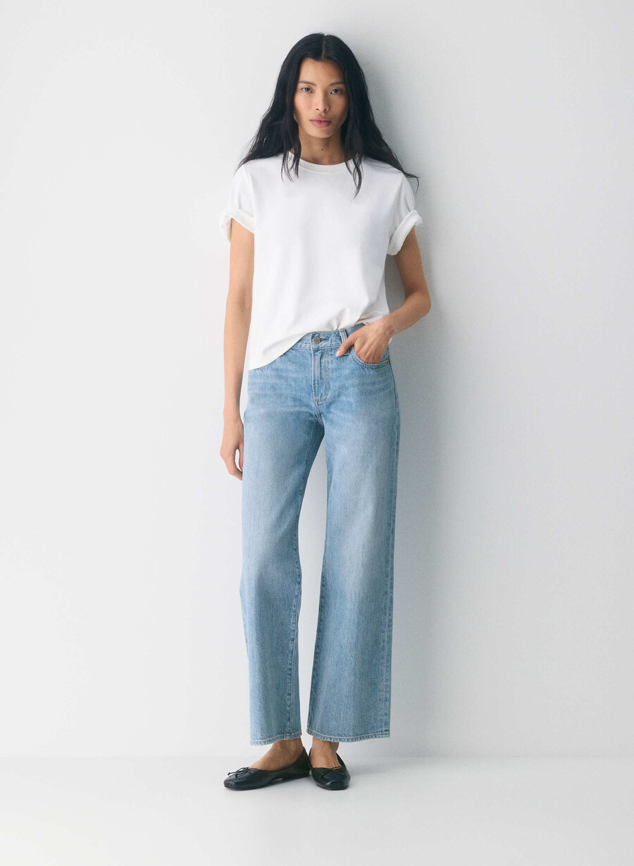 denim forum farrah lo-rise wide jeans 7 yrs bleu taboo