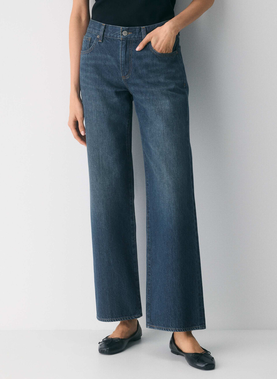 denim forum farrah lo-rise wide jeans be about dark bleu