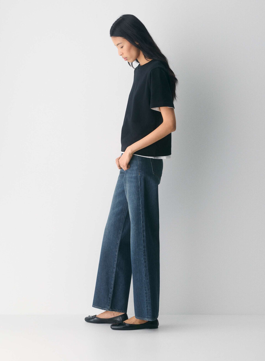 denim forum farrah lo-rise wide jeans be about dark bleu