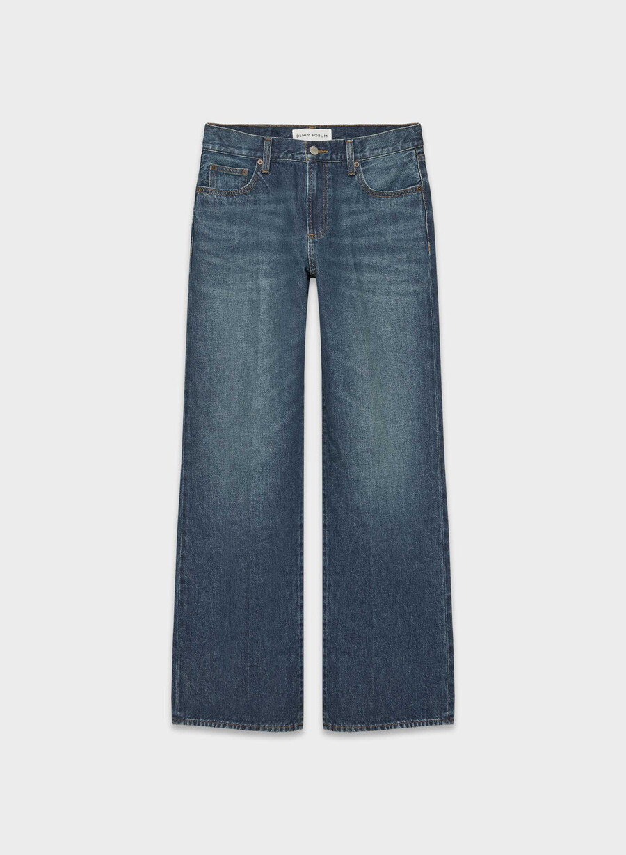 denim forum farrah lo-rise wide jeans be about dark bleu