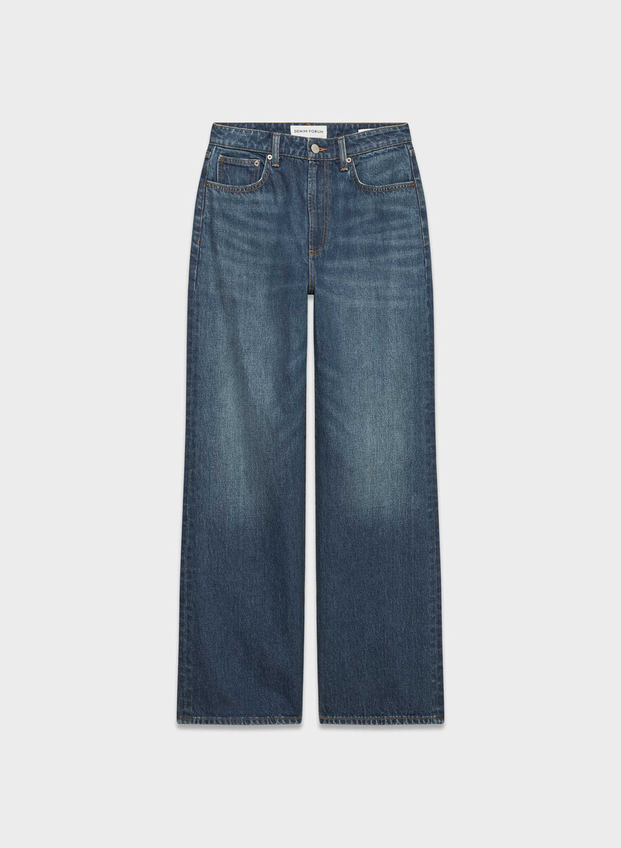 denim forum farrah curve-fit hi-rise wide jeans be about dark bleu