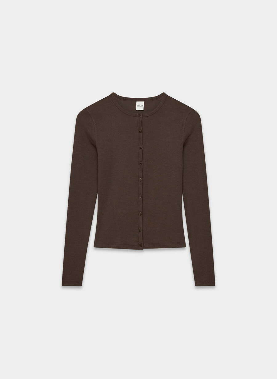 homestretch rib syncopation button-up mik mochabrun