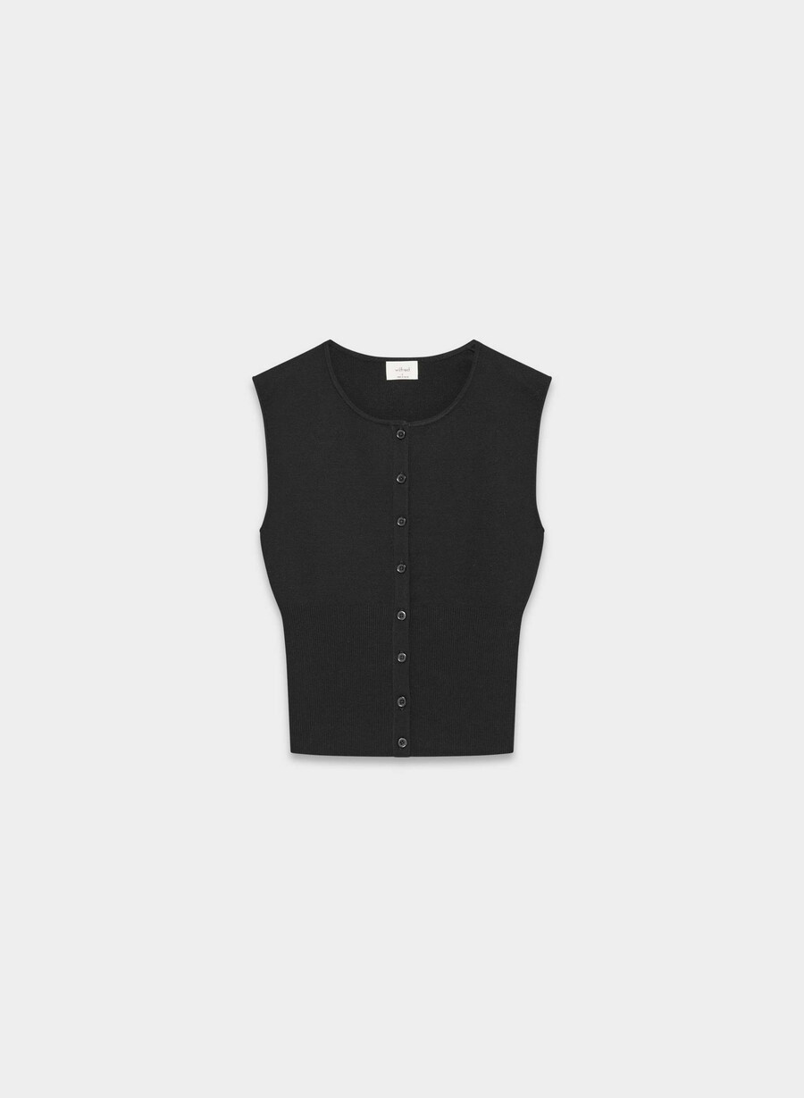 golightly Ärmlös kofta - wonder yarn svart
