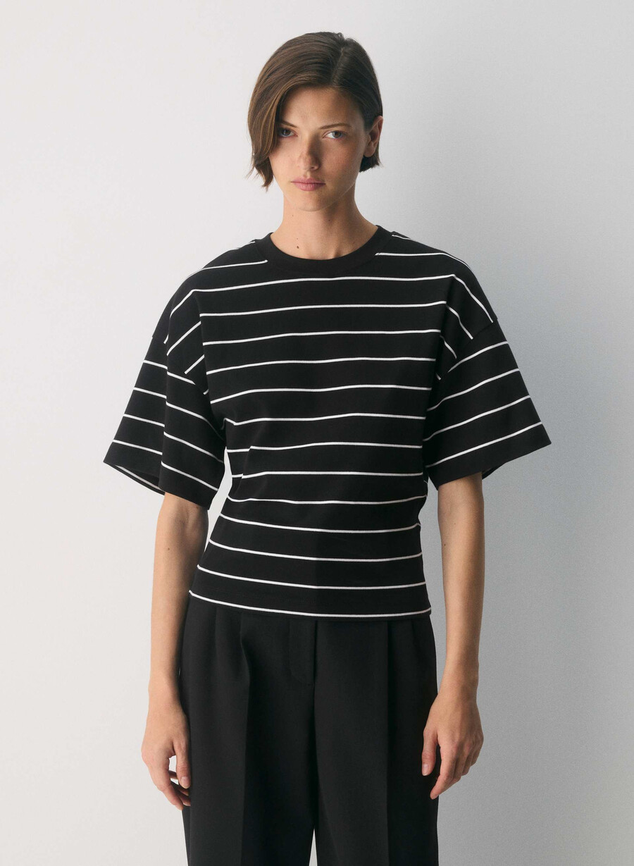 interlock bomull barclay t-shirt svartvit