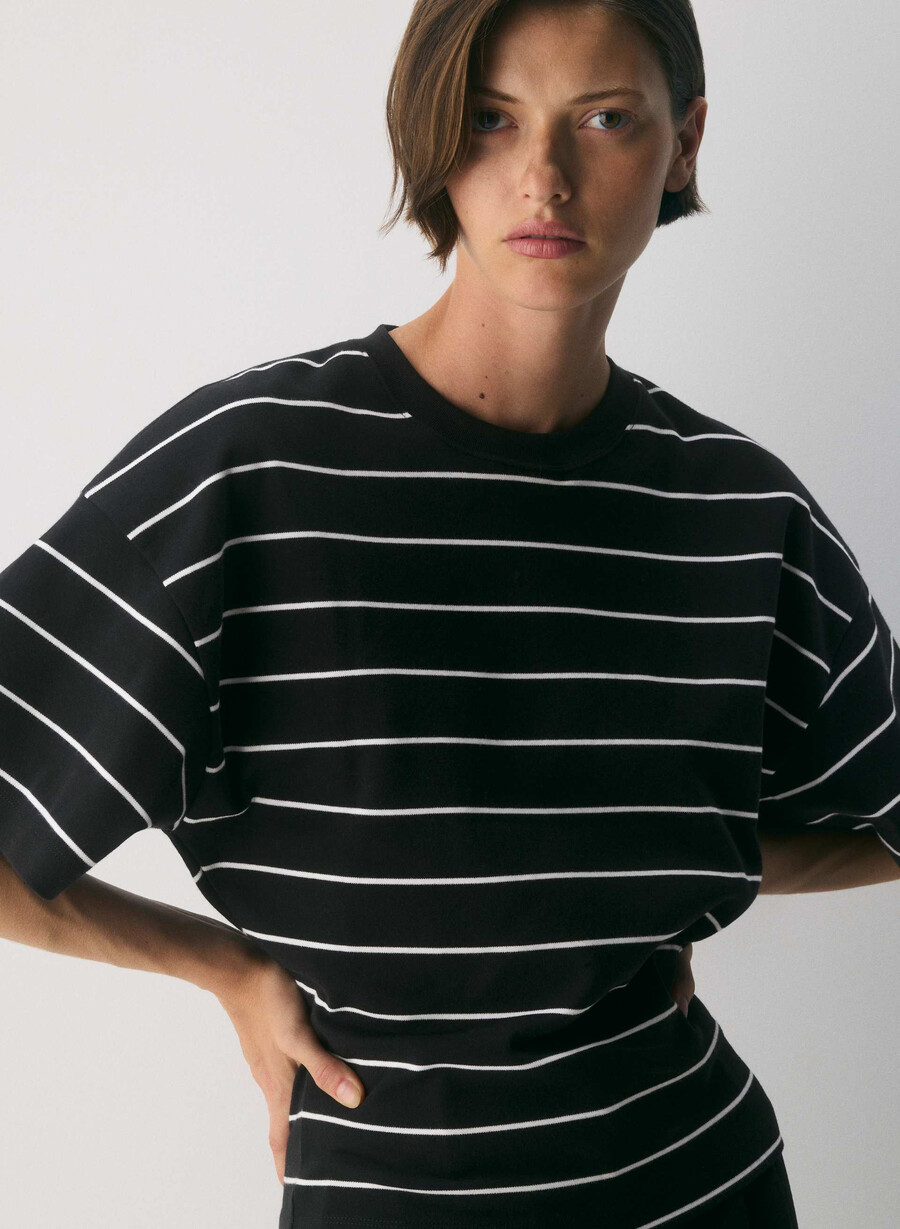 interlock bomull barclay t-shirt svartvit