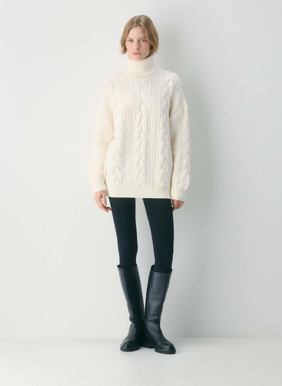 heritage knit merinoull polotröja whisper whisper white