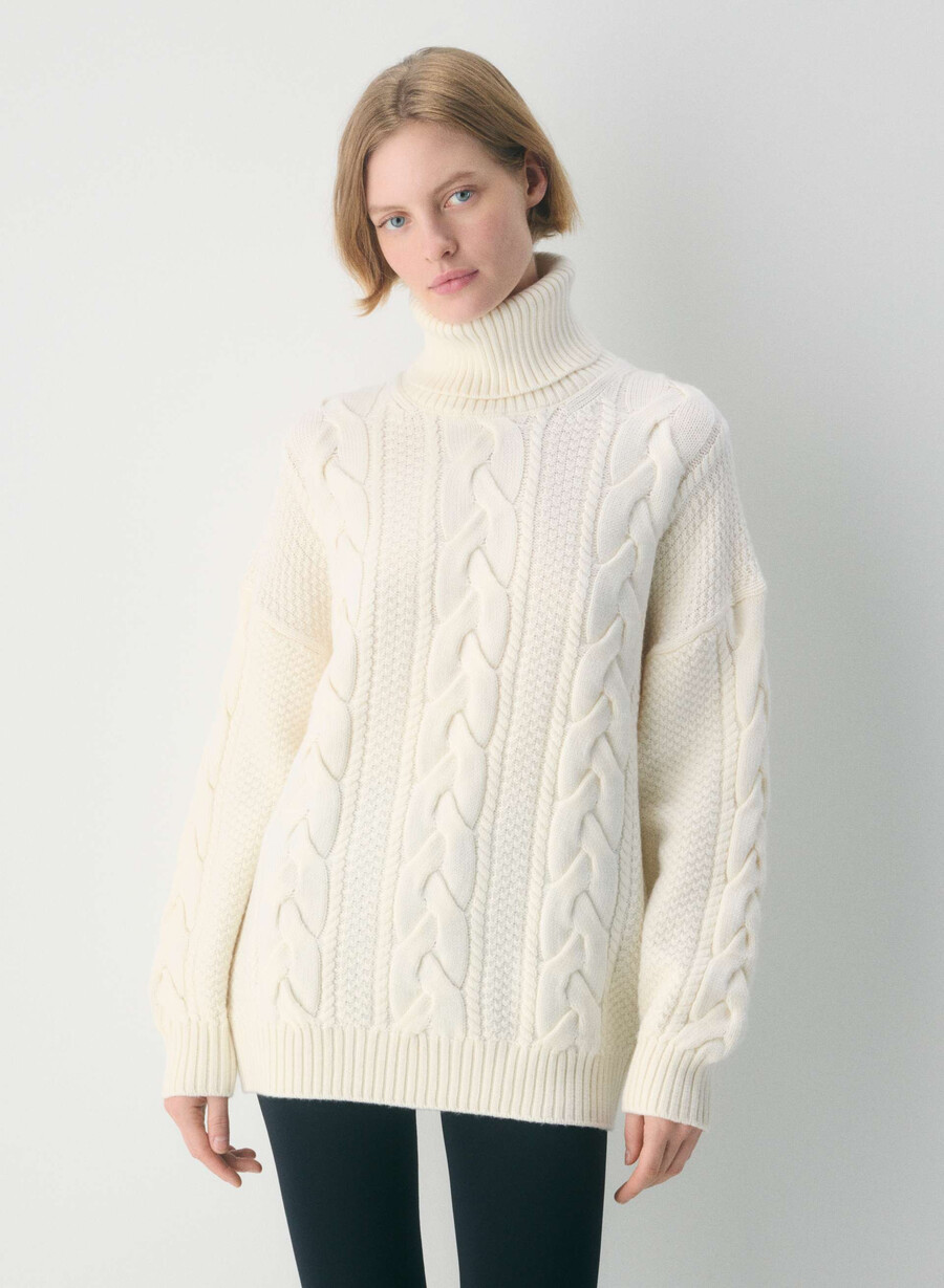 heritage knit merinoull polotröja whisper whisper white