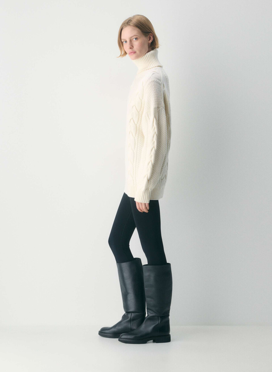 heritage knit merinoull polotröja whisper whisper white