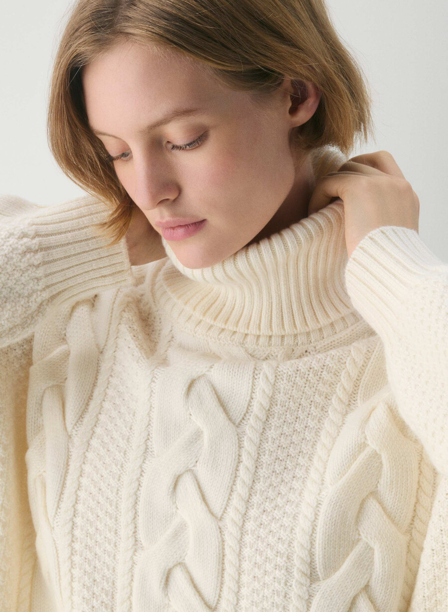 heritage knit merinoull polotröja whisper whisper white