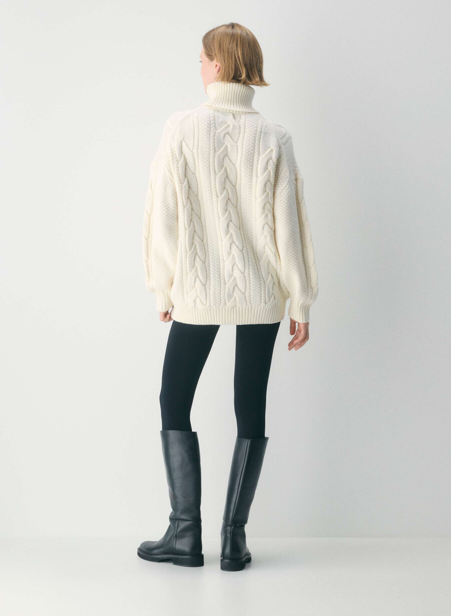 heritage knit merinoull polotröja whisper whisper white