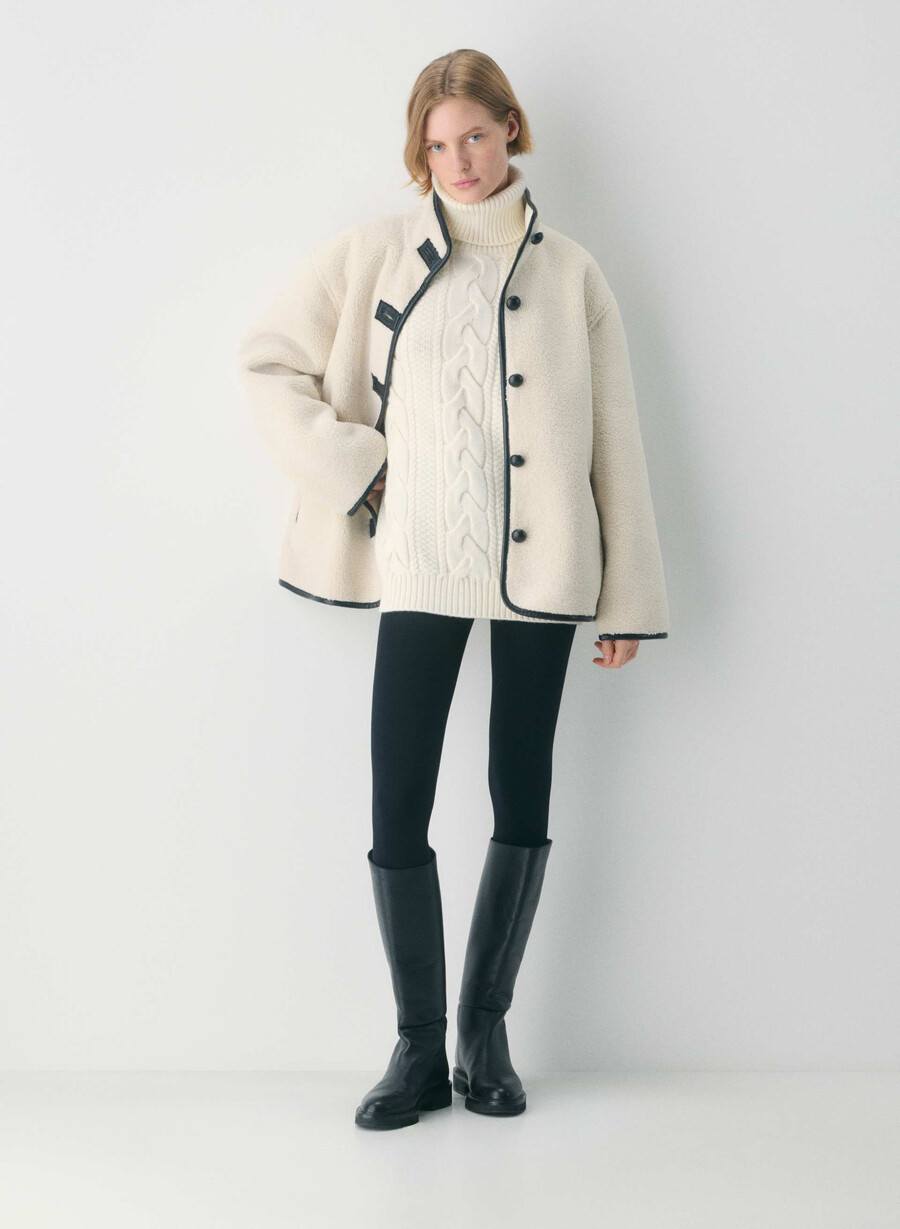 heritage knit merinoull polotröja whisper whisper white