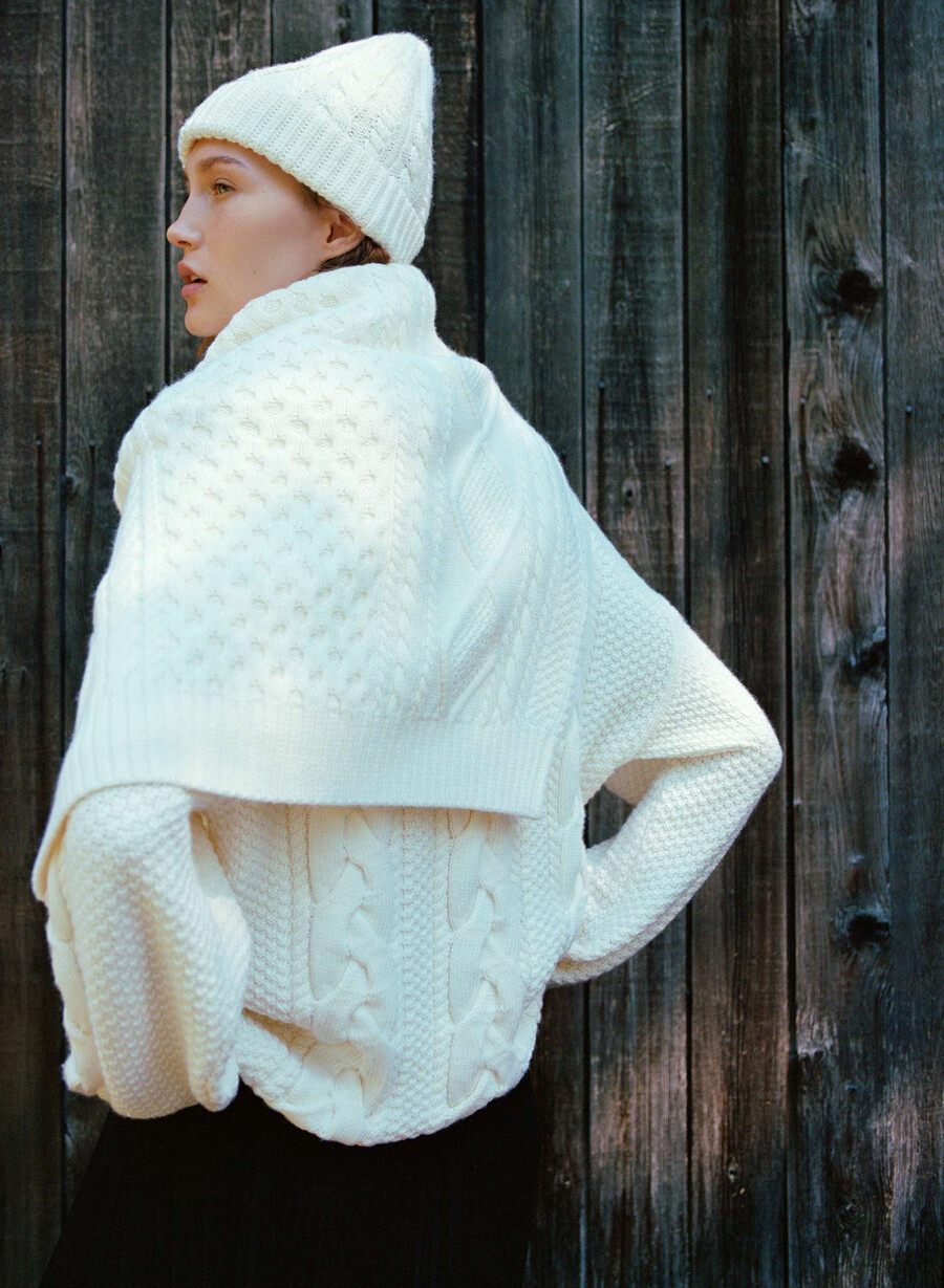 heritage knit merinoull polotröja whisper whisper white