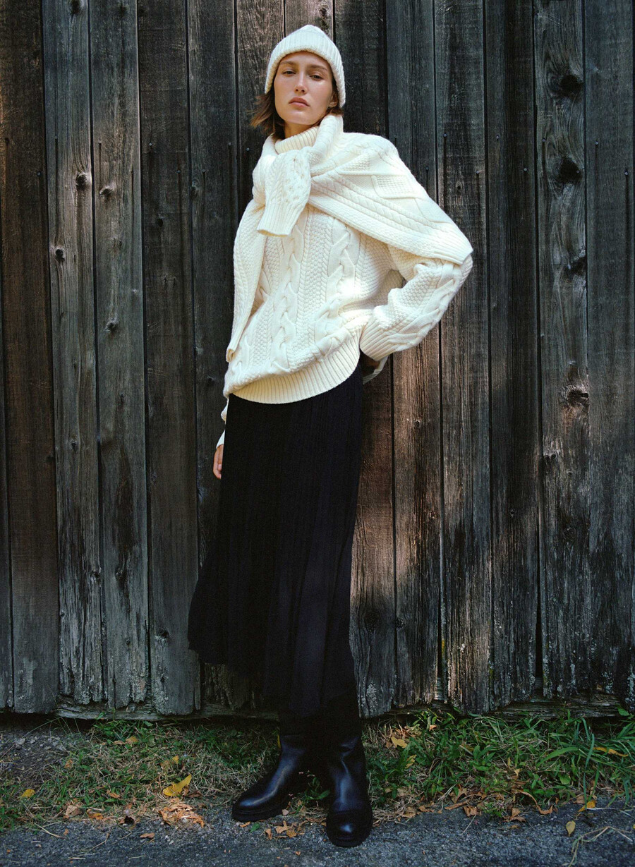 heritage knit merinoull polotröja whisper whisper white