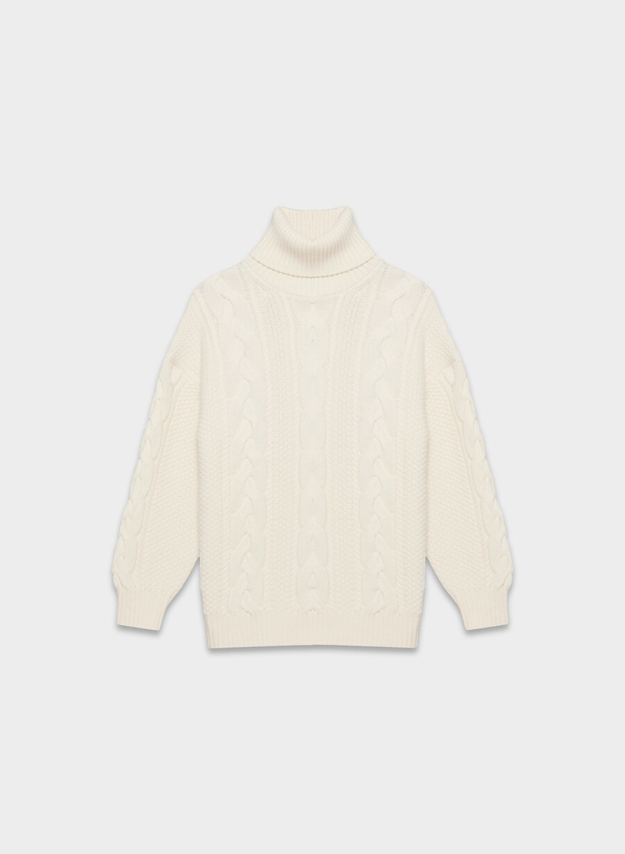 heritage knit merinoull polotröja whisper whisper white