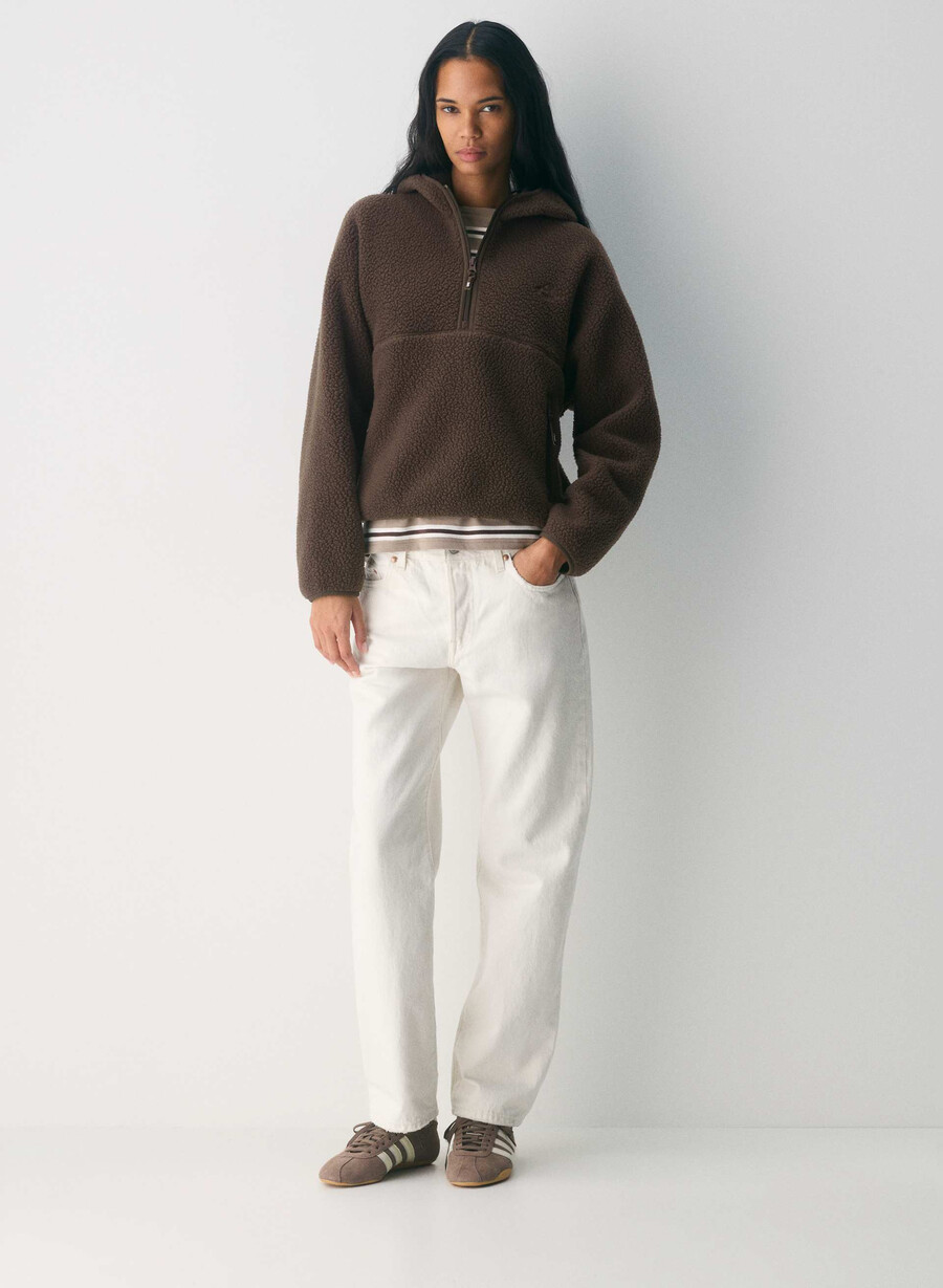 polartec thermal pro 12 zip hi-hip hoodie rich mocha brun